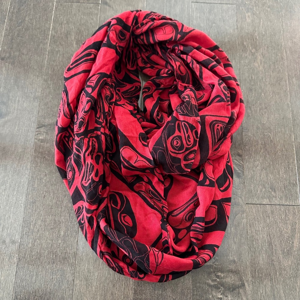 Native Northwest Bamboo Treasure our Ancestors Infinity Scarf Artsy Wearable Art - Picture 2 of 6